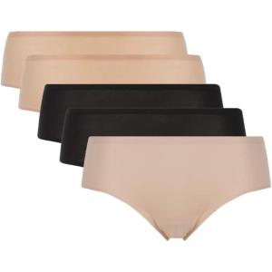 image:imageChantelle womens Softstretch Regular Rise Seamless Hipster PantiesBlack  Nude  5 Pack